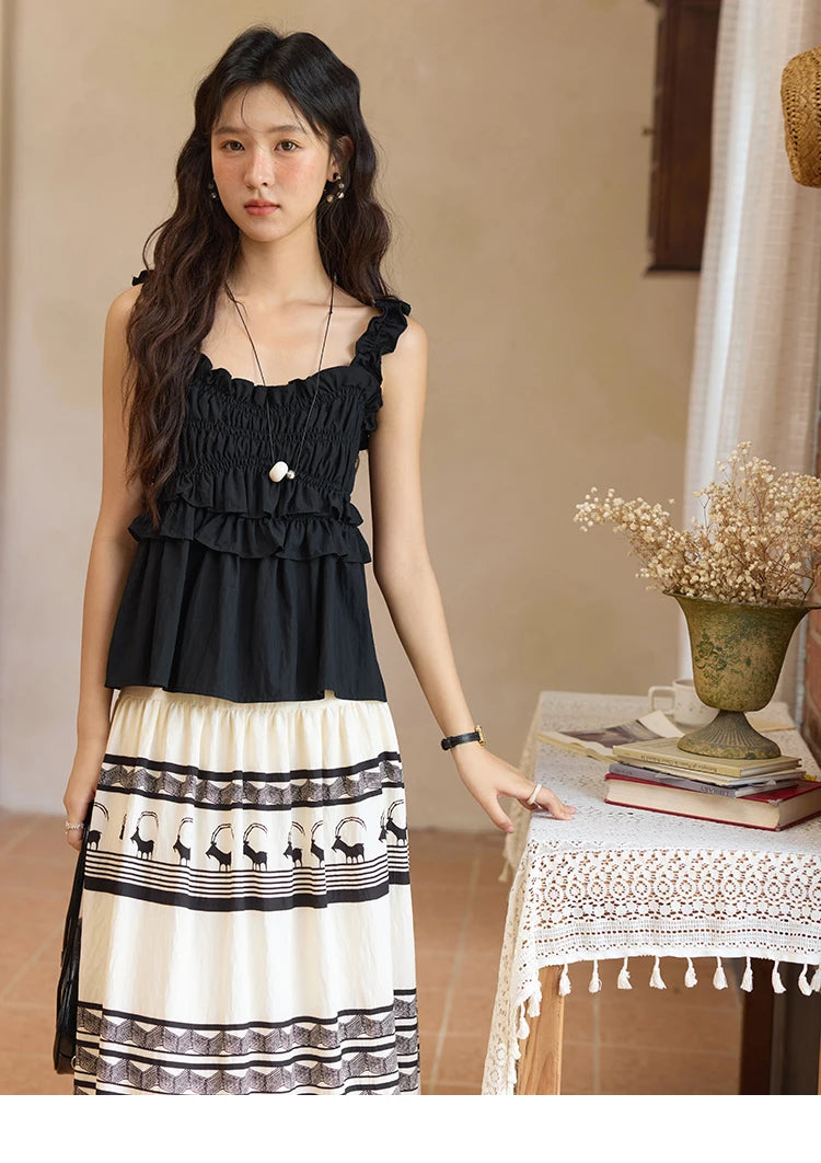 MISHOW Women Basic Camisoles 2025 Summer New Fashion Sleeveless Ladies Tank Top Edible Tree Fungus Design Casual Top MXE36D1184