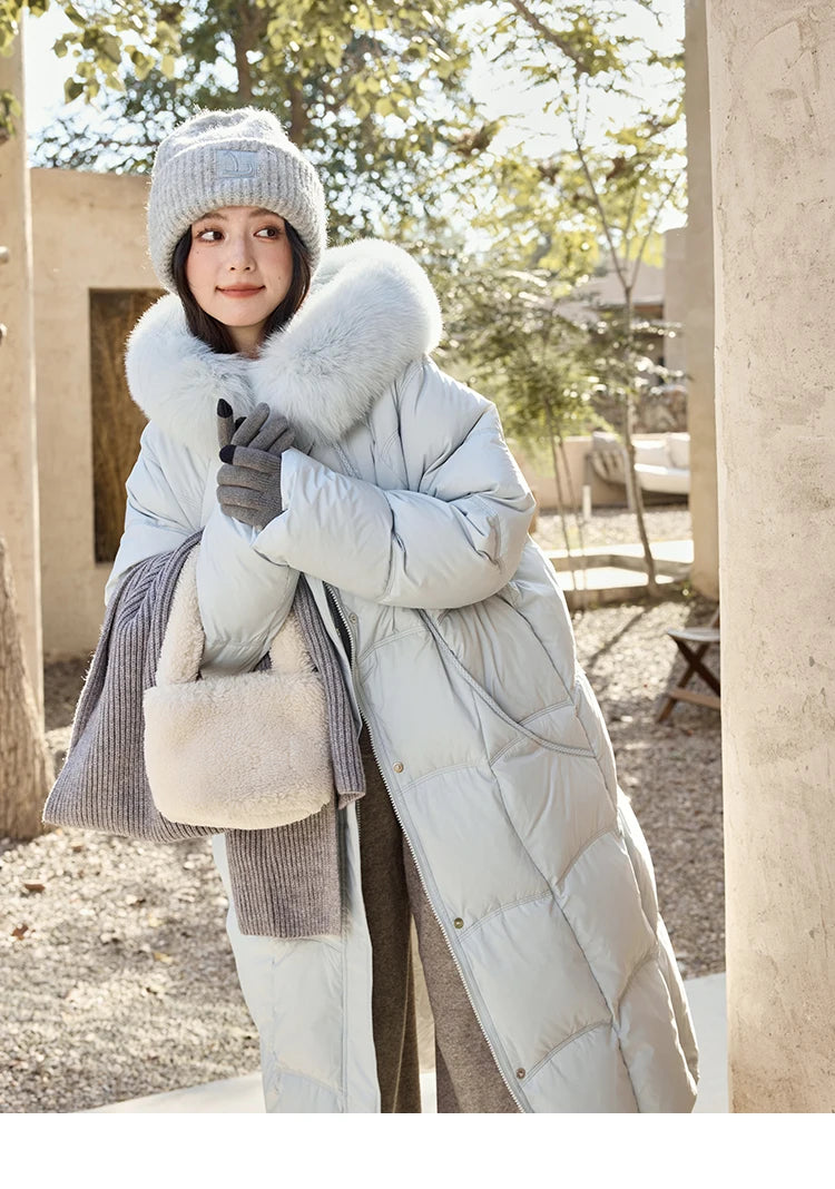 Mishow Fox Fur Collar Mid-Length Down Coat MXD54Y0050