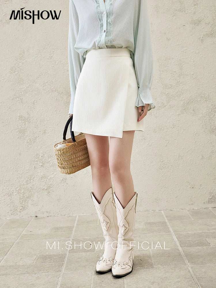 MISHOW Short Skirt Women 2025 Spring Summer Solid A-line High Waist Slim Skirts Female New Fashion Versatile Clothing MXE12B0655