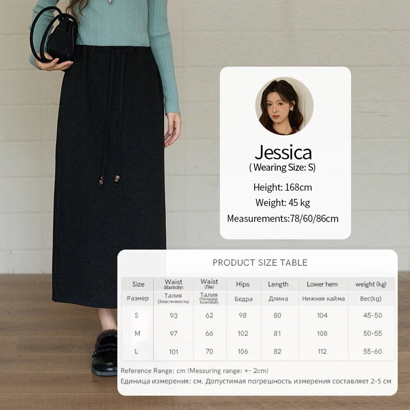 MISHOW Woman Brown Skirt 2025 Retro High Waist Loose Fitting Half Body Skirt with Back Split Straight Leg Long Skirt MXE90B2447