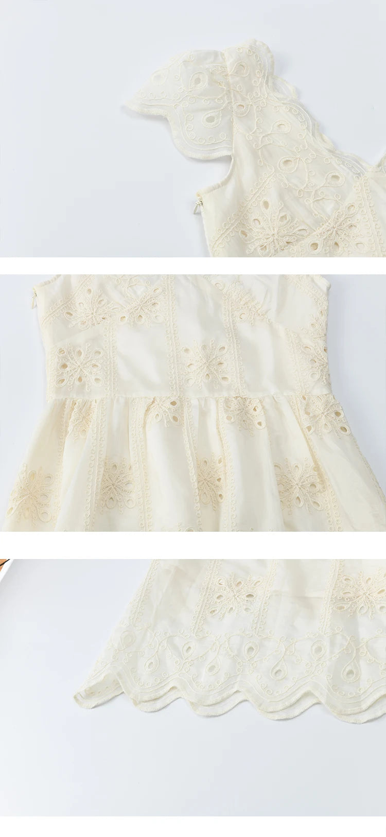 MISHOW Women's Flying Sleeve V-neck Hollow Dress 2025 Summer Embroidery A-line Dress Seaside Vacation Long Dresses MXE39L2404