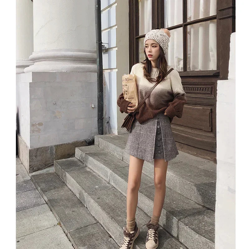 MISHOW Casual Shorts Skirts for Women Fashion Plaid 2023 Spring Autumn Office Ladies Slim Button Mini Shorts Female MX18D2451