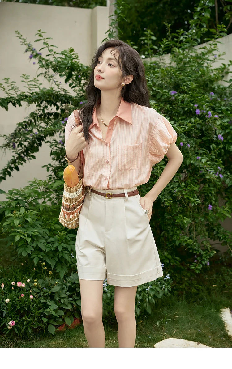 MISHOW Casual Solid Suit Short Pants for Women 2024 Summer High Waist Slim Straight Leg Pants Loose A-line Shorts MXD28K0647