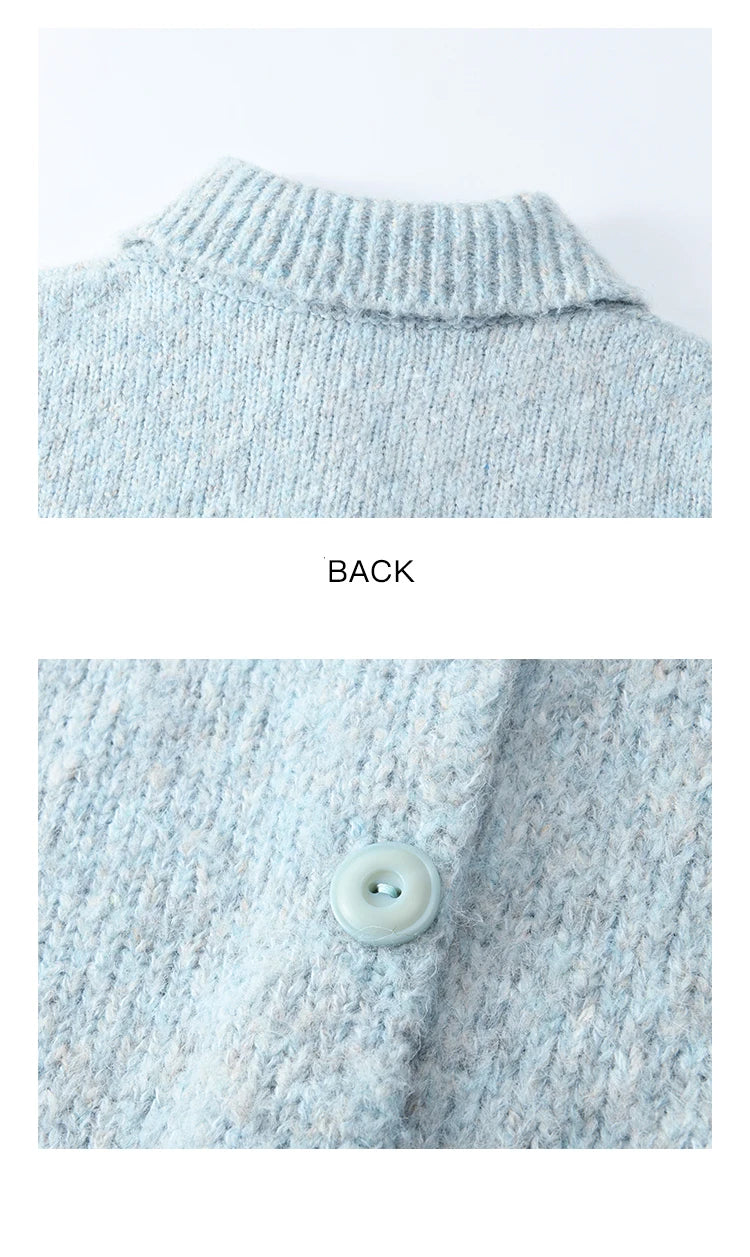 MISHOW Turn Down Collar Wool Blend Sweater Women Solid Single-breasted Tops Thickened Warm Versatile Knitted Cardigan MXD59Z1136