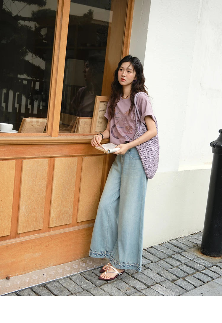 MISHOW Fashion Print T-shirts for women 2025 Summer New O-Neck Loose Casual Short Sleeve Cotton Top Female Clothing MXE36T0575