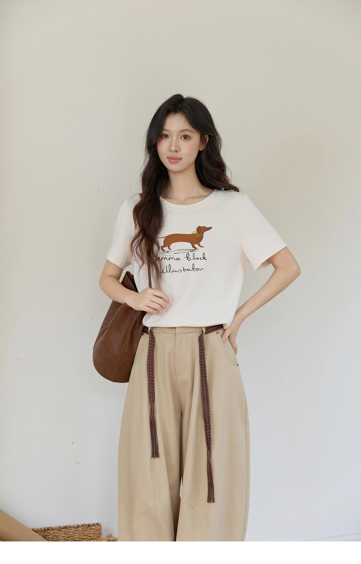 MISHOW Women's Khaki Wide Leg Pants 2026 Spring High Waist Belted Pants Rear Fake Pocket Design Casual Loose Trousers MXF13K1237