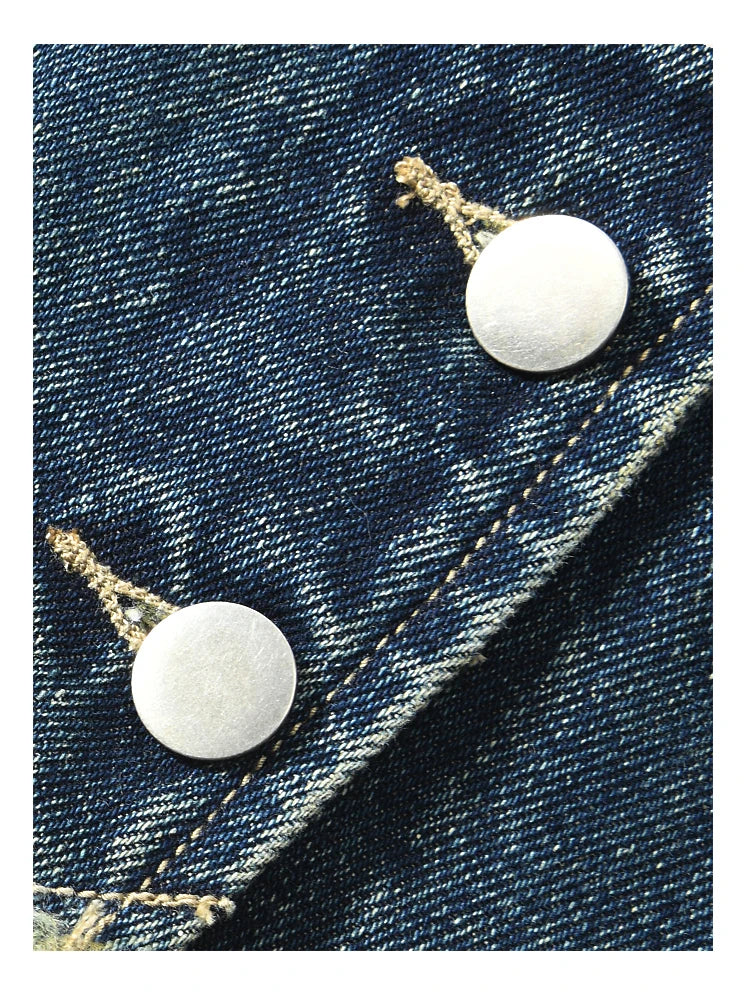 MISHOW American Retro Denim Suspender Tank Top 2024 Spring Single Breasted Sleeveless Short Vest Top Outerwear MXD12D0025