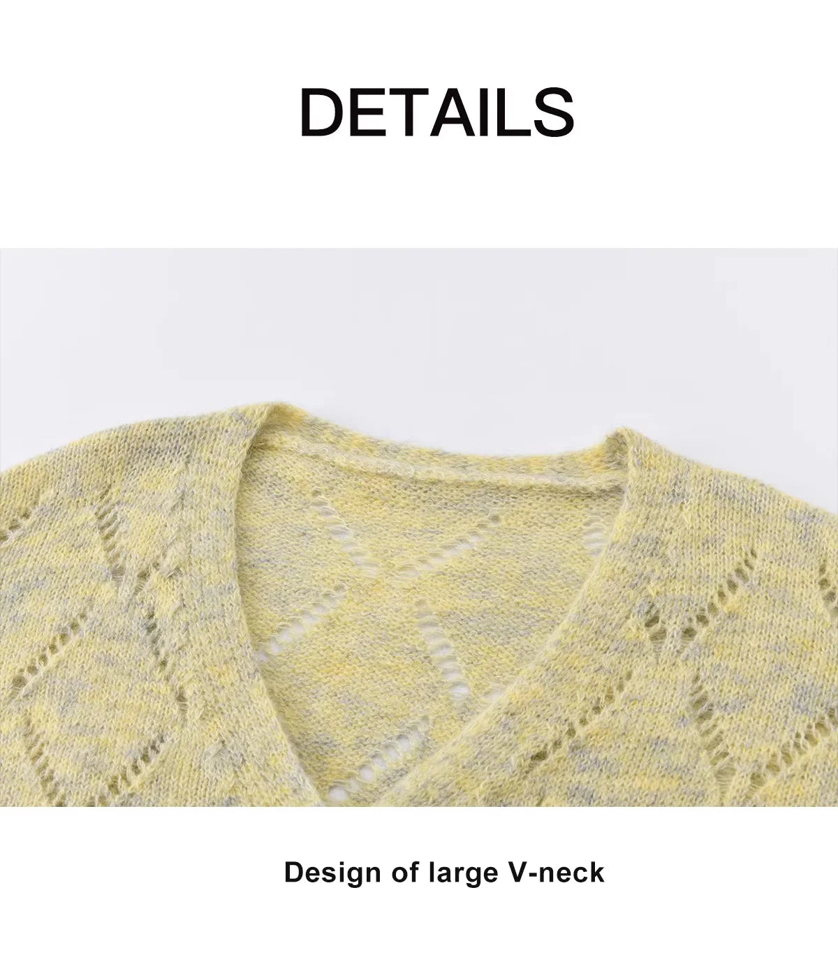 MISHOW Women's Marled Yellow Mohair Knit Cardigan 2026 Spring V-Neck Flare Sleeve Cardigans Casual Loose Sweater MXF108Z1021