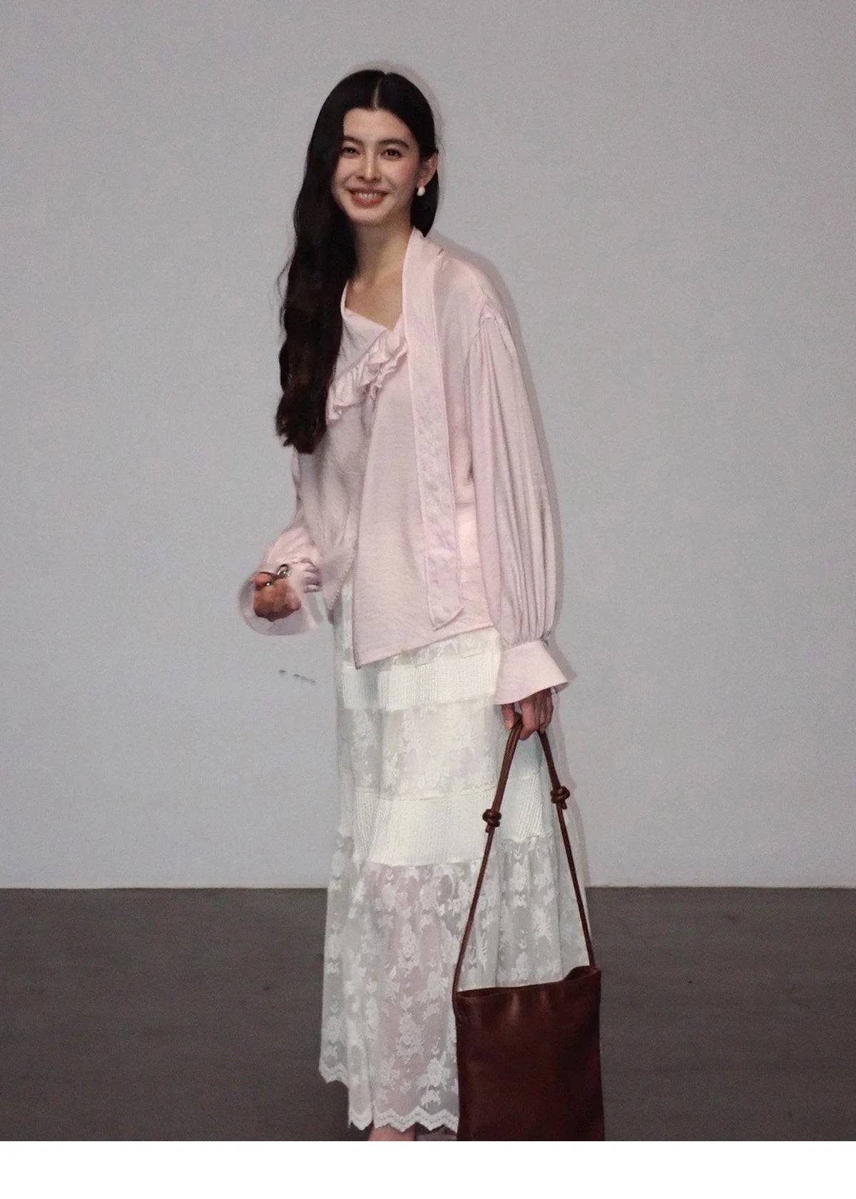 MISHOW Women's Cream Lace Maxi Skirt 2026 Spring Summer Floral Embroidery Tiered Ruffled High Waist Casual Long Skirt MXF11B2462