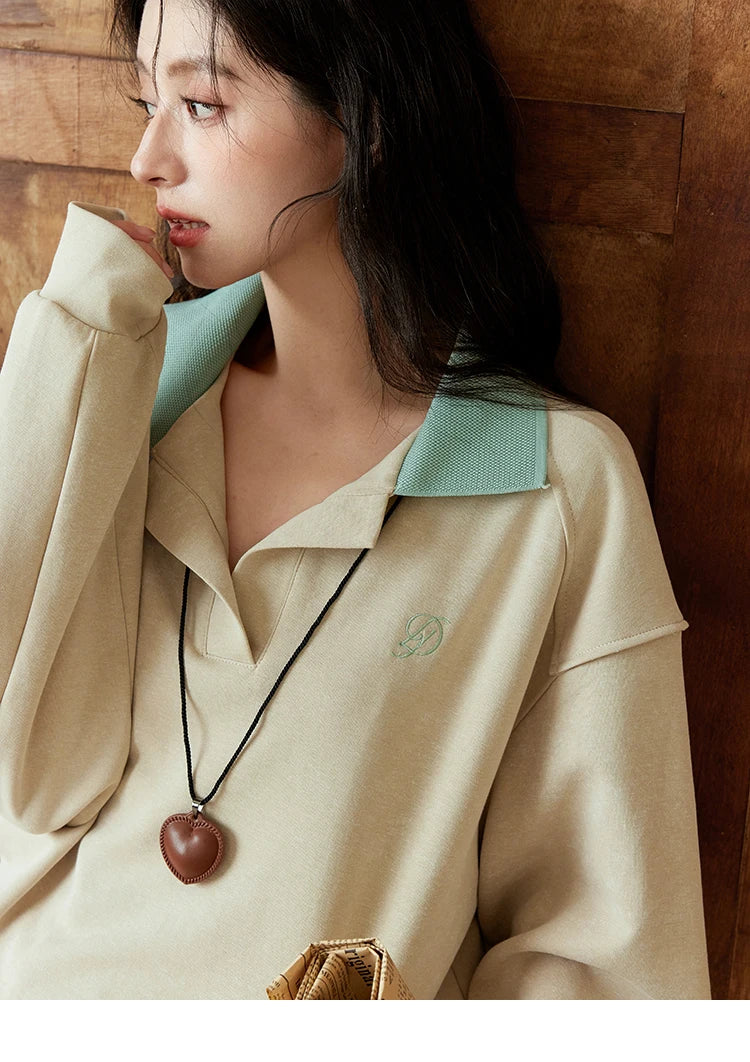 Mishow Polo Neck Sweatshirt & Contrast Letter Skirt Set MXD44V0097