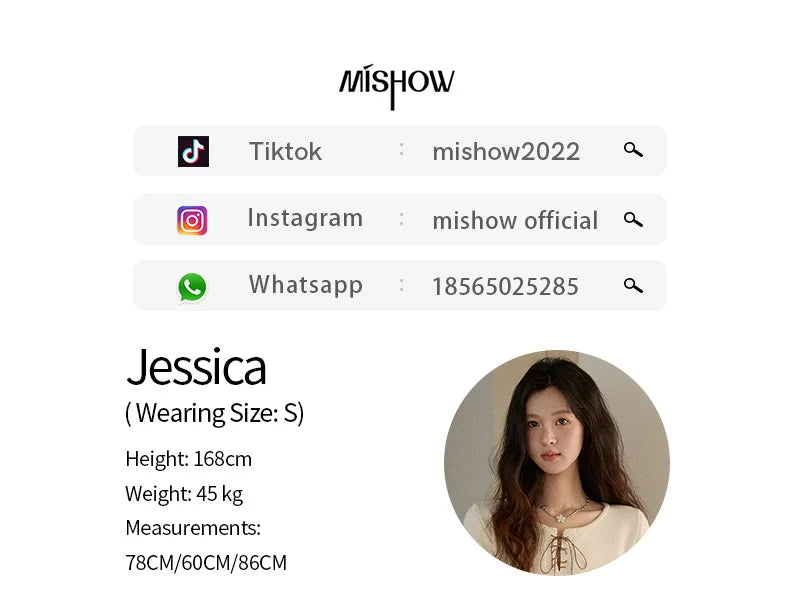 MISHOW Woman Beige Knit Top 2025 Winter Contrast Color French Style Hem Hollow Crochet Sweater Slim Long Sleeves Top MXE89Z2634