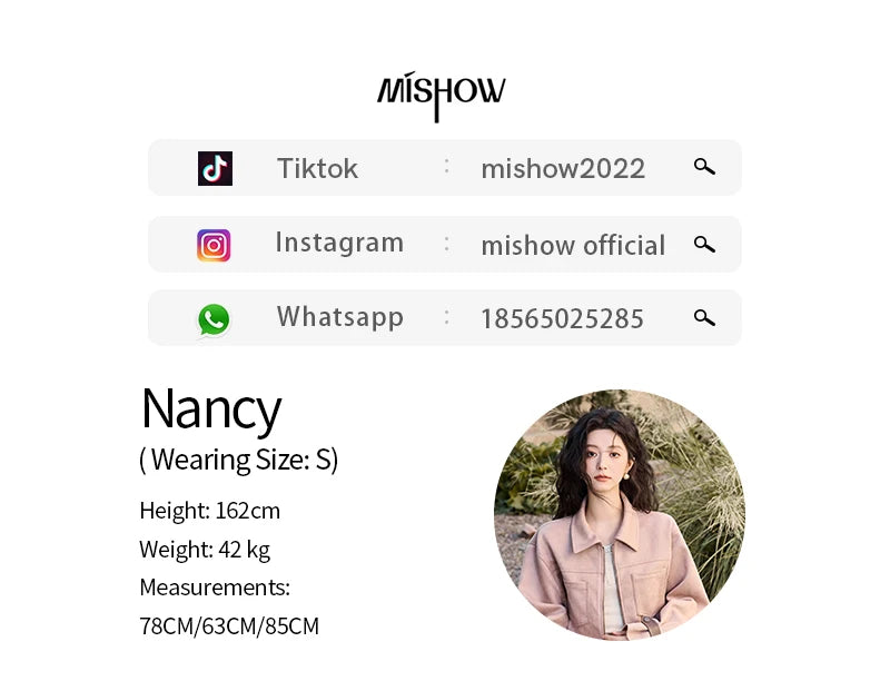 MISHOW Suede Symmetric Pocket Jacket American Vintage Zipper Short Outwear 2024 Winter Sweet Slim Lapel French Jacket MXD48W0478