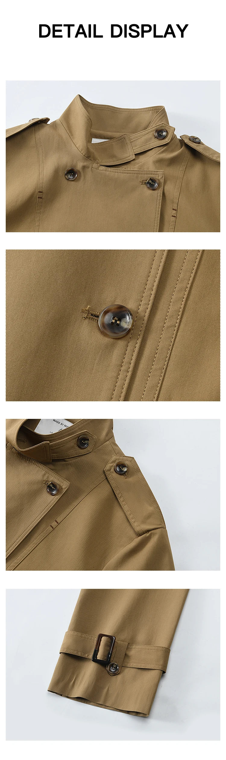 MISHOW Women's Short Fragrant Windbreaker Jacket 2024 Autumn Korean Stand Collar Double Row Placke Trench Streetwear MXD42W0386