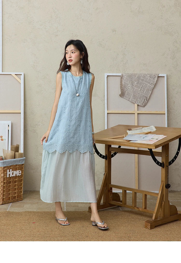 Mishow French Embroidery Fake Two-Piece Vest Dress MXE34L2311