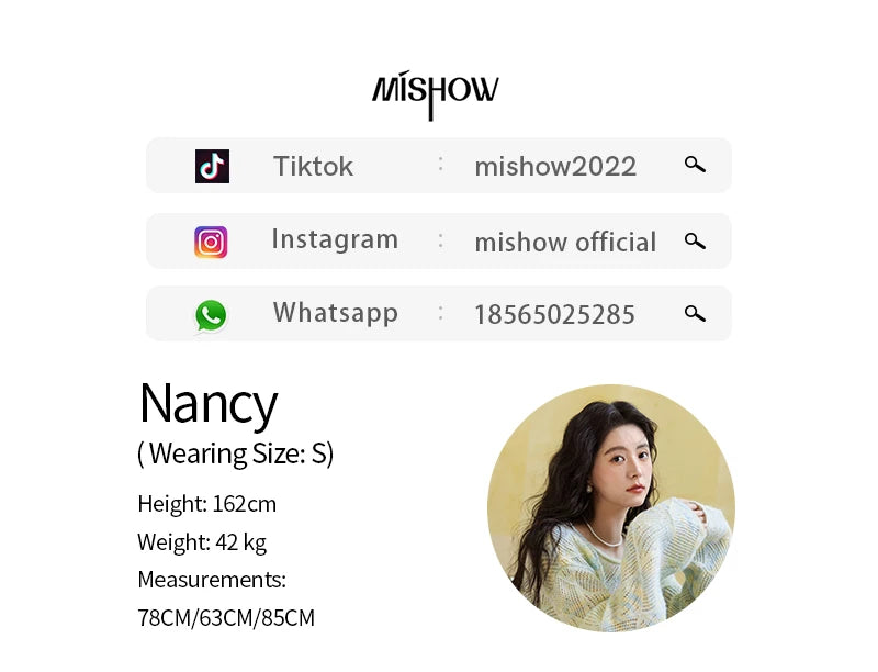 MISHOW Women's Hollow Knitted Sweater 2025 Spring Loose Thin Dropped Shoulder Top Wool O Neck Hem Wavy Edge Sweaters MXE14Z1208