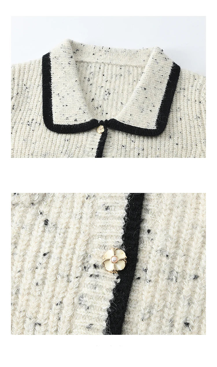 MISHOW Knitted Cardigan Color Clash Sweater Winter New Pockets Design Sweet Romantic Tops Versatile Coat Office Lady MXD55Z1054