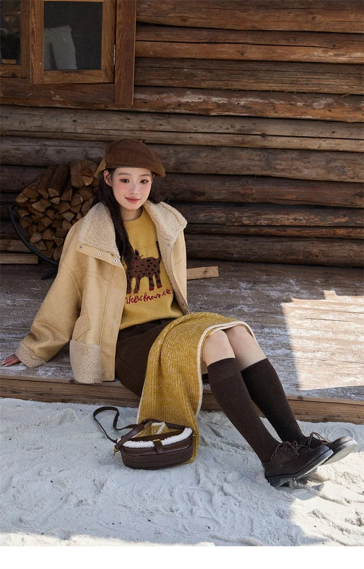 MISHOW Woman Short Jacket 2025 Fashion Yellow Stand Collar Zipper Jacket Luxury Loose Windproof Long-sleeved Coats MXE90W0996