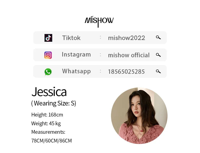 MISHOW V-Neck Sweater 2025 Autumn Winter French Loose Pink Three-Dimensional Rose Knitted Pullovers Long-sleeved Tops MXE88Z2708