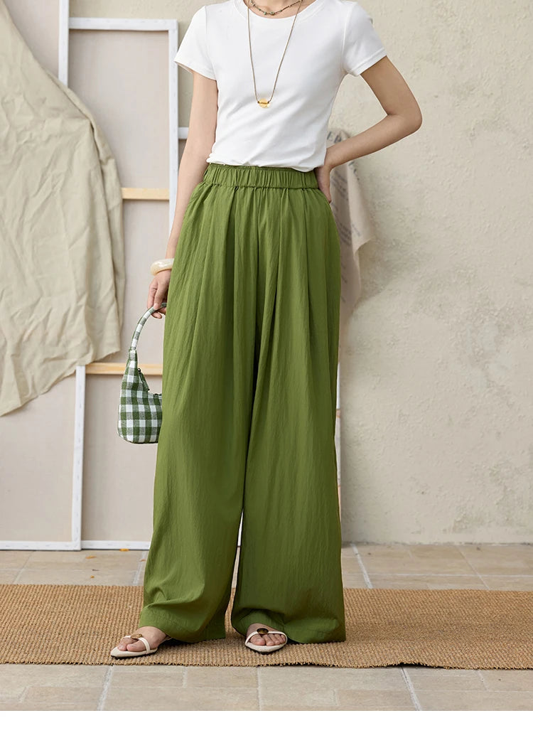 MISHOW Office Lady Summer Pants Women New 2025 Solid Loose High Waist Elastic Wide Cool Wide Leg Pant Female Slimming MXE31K0920