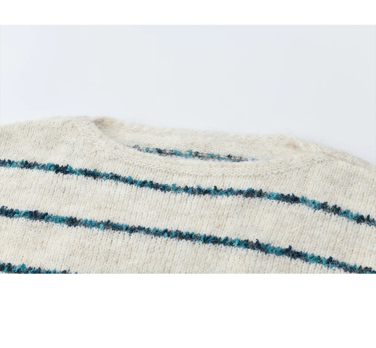 MISHOW Women's Blue Striped Sweater 2025 New Alpaca Wool Shawl Scarf Set Retro Loose Casual Knit Top Winter Clothes MXE90Z2821