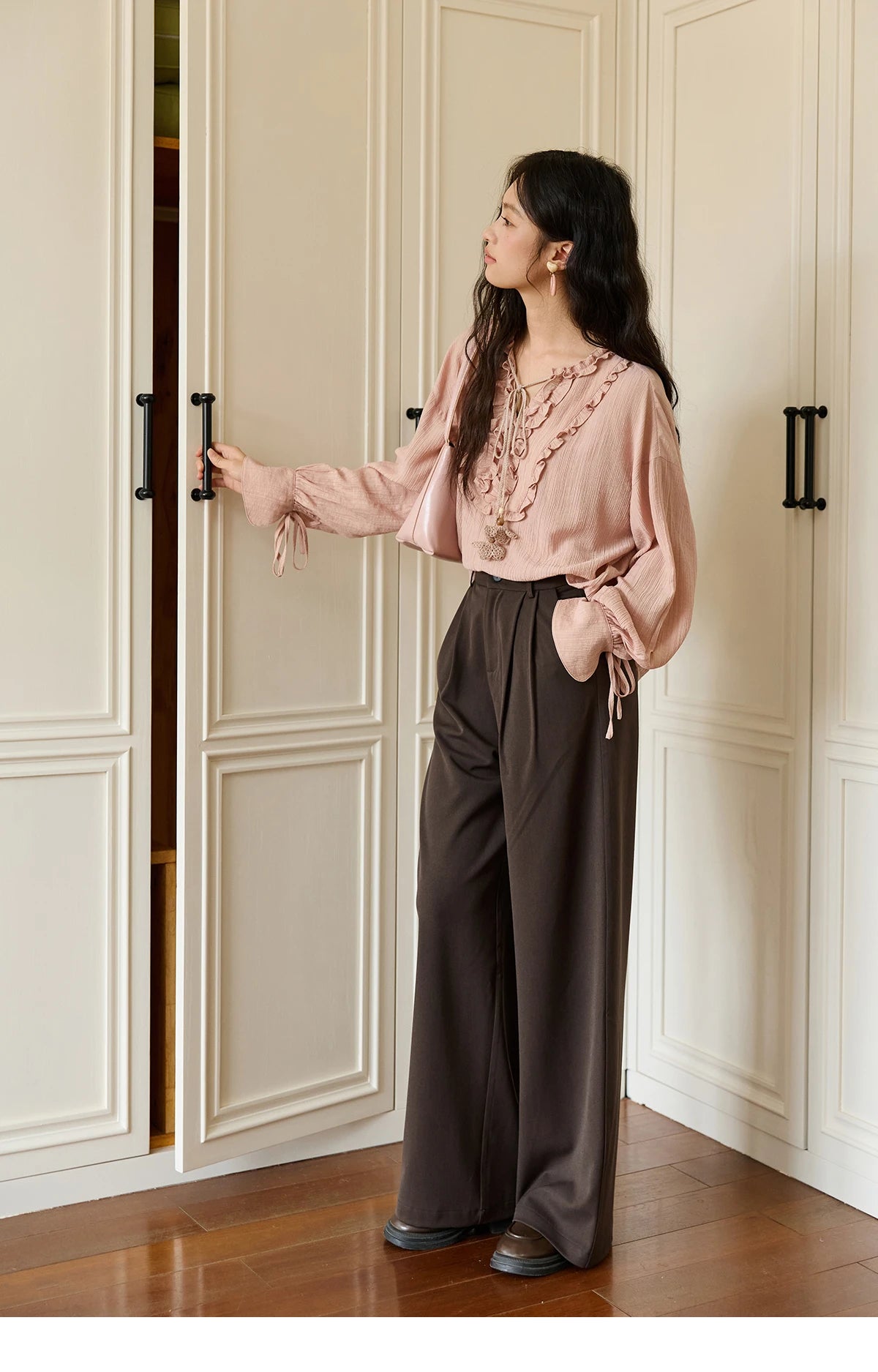 MISHOW Women's Solid Wide-leg Pants 2025 Autumn Fashion Minimalist High-waisted Loose Trousers Commute Pockets Pants MXE46K1090