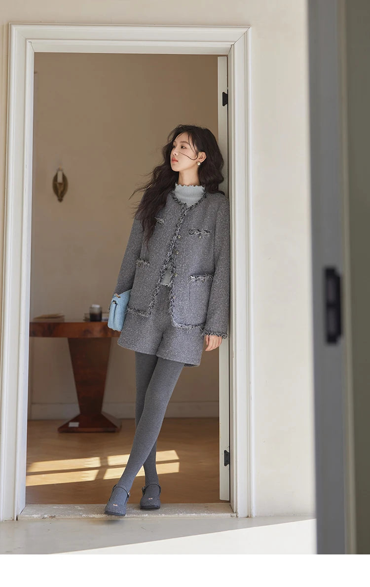 MISHOW Plaid Tweed Jackets Shorts Separately Women Korean Luxruy Gentle Single Breasted Jacket Solid Short Pants MXD35W0489