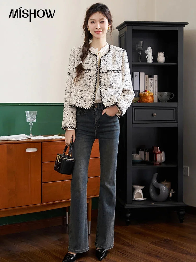 MISHOW Tweed Jacket Short Women Outfits Autumn Separately Cropped New Jacket Shorts Elegant Fashion Office Lady MXC41W0029