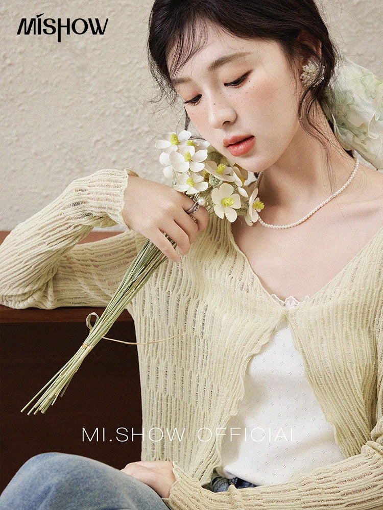 MISHOW Casual V-neck Knitted Cardigan Women 2025 Spring Long Sleeve Solid New Cardigans Female Fashion Office Lady MXE16Z1193