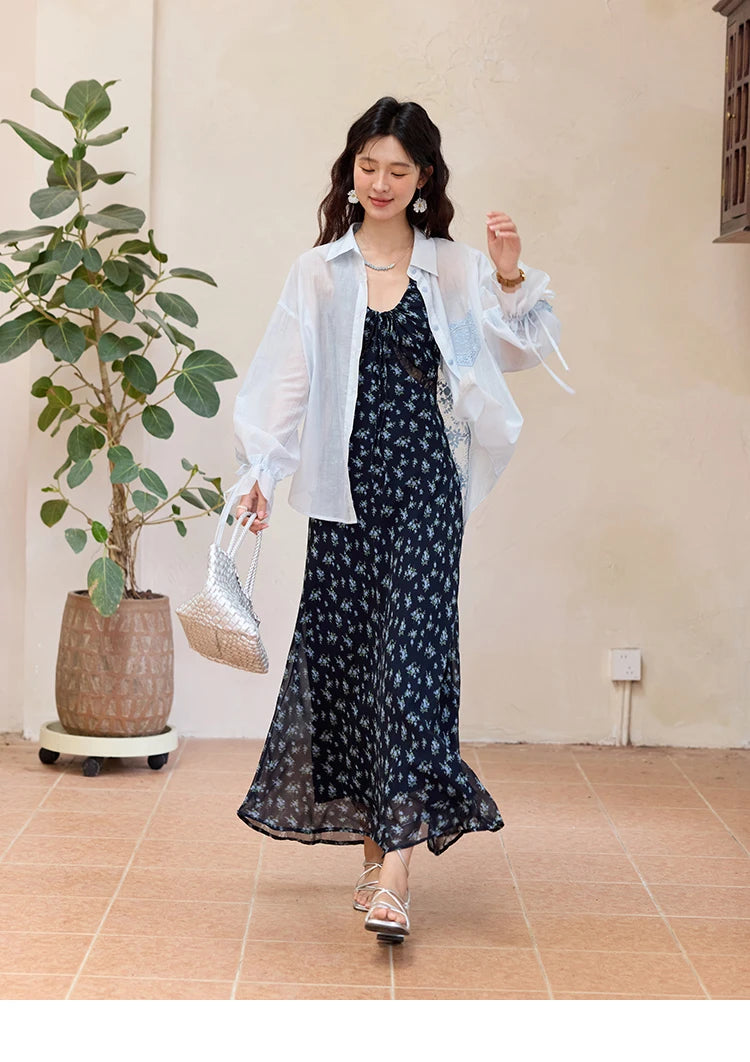 MISHOW Blend Patchwork Lace Cool Shirt Female Autumn 2025 Korean Loose Lapel Drop Sleeve Shirts Drawstring Cuffs Top MXE31C0789