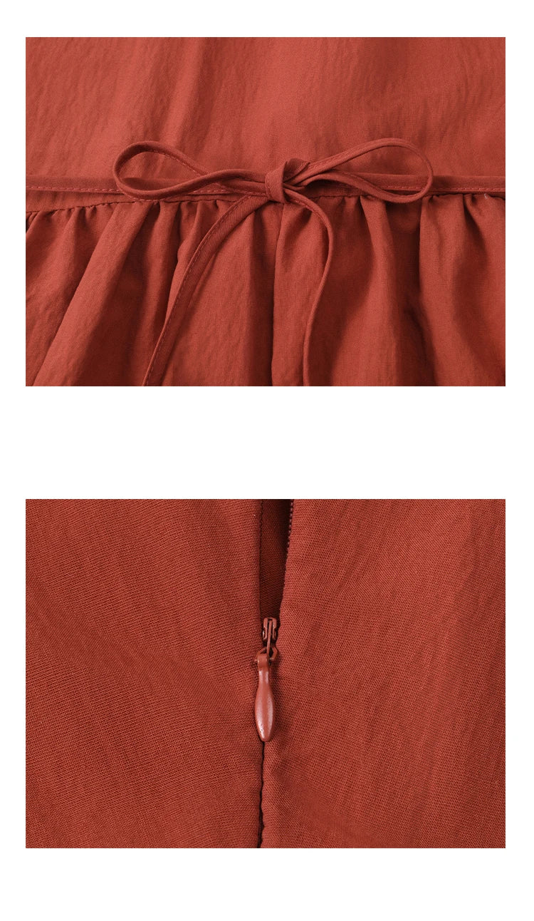 MISHOW French Summer Dress Women New 2025 Puff Short Sleeve Lace Neck Slimming Long Dresses Female Fashion Elegant MXE35L2297