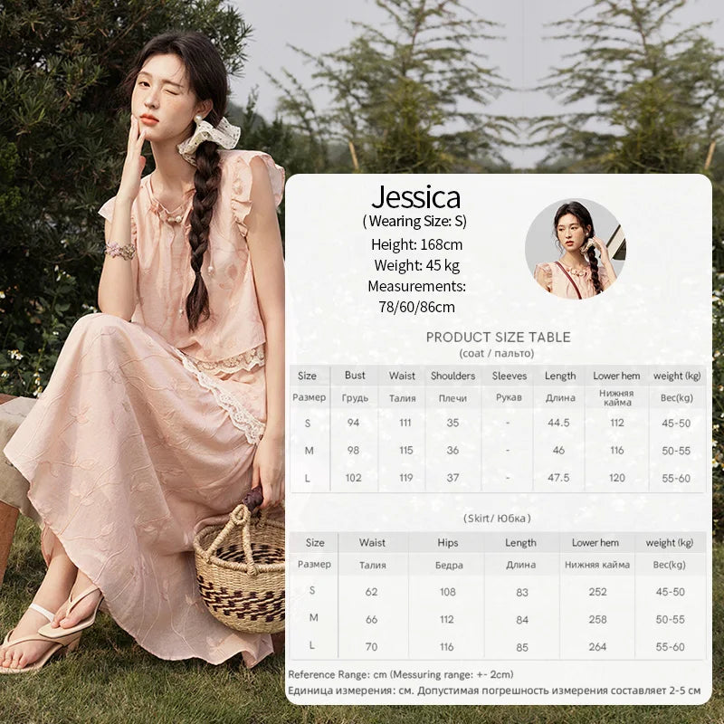 MISHOW Sweet Summer Skirt Sets Women New 2025 Short Flying Sleeve Round Neck Tops Hollow Embroidery A-line Skirt Lady MXE33T0545