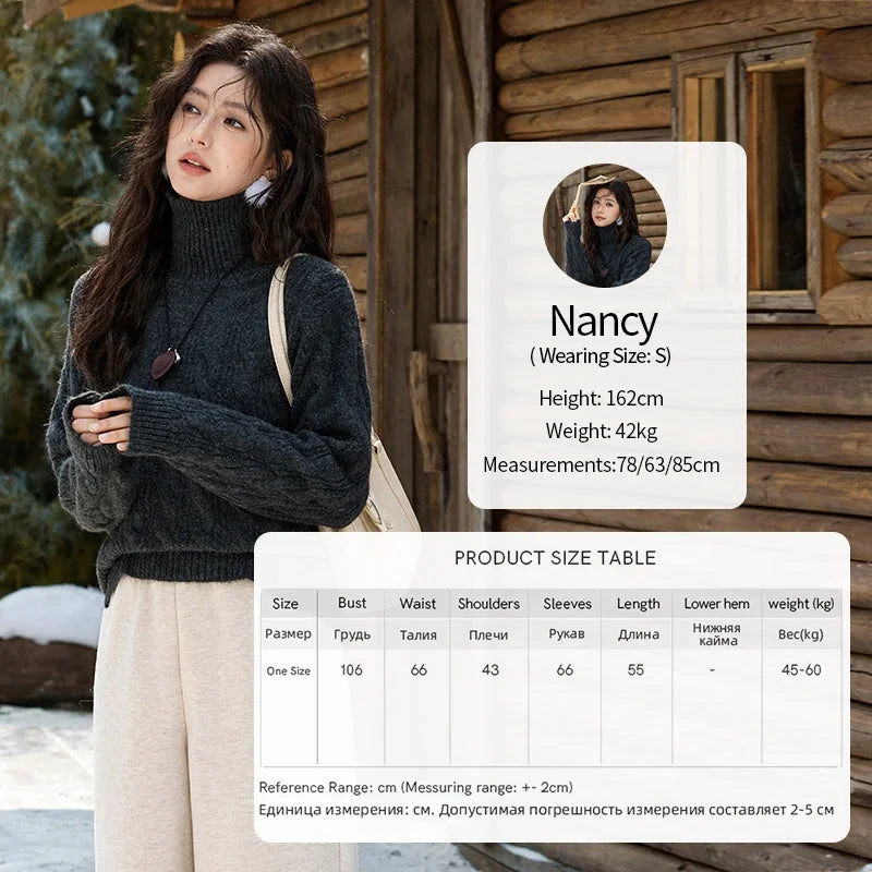 MISHOW Turtleneck Texture Solid Sweater Soft Warm Coat Winter Women Clothes Versatile Temperament Tops Office Lady MXD57Z1090