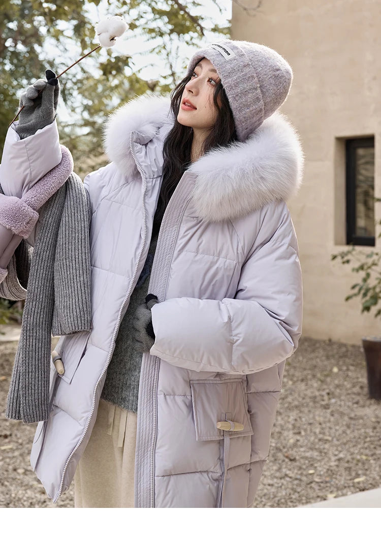 MISHOW Thickened Down Jacket Women's Hooded Zipper Long Sleeved 2024 Winter Korean Basic Warm Sweet Cotton Jacket Top MXD36Y0051