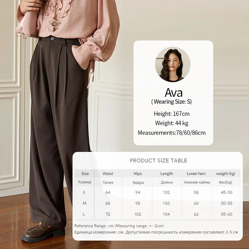 MISHOW Women's Solid Wide-leg Pants 2025 Autumn Fashion Minimalist High-waisted Loose Trousers Commute Pockets Pants MXE46K1090