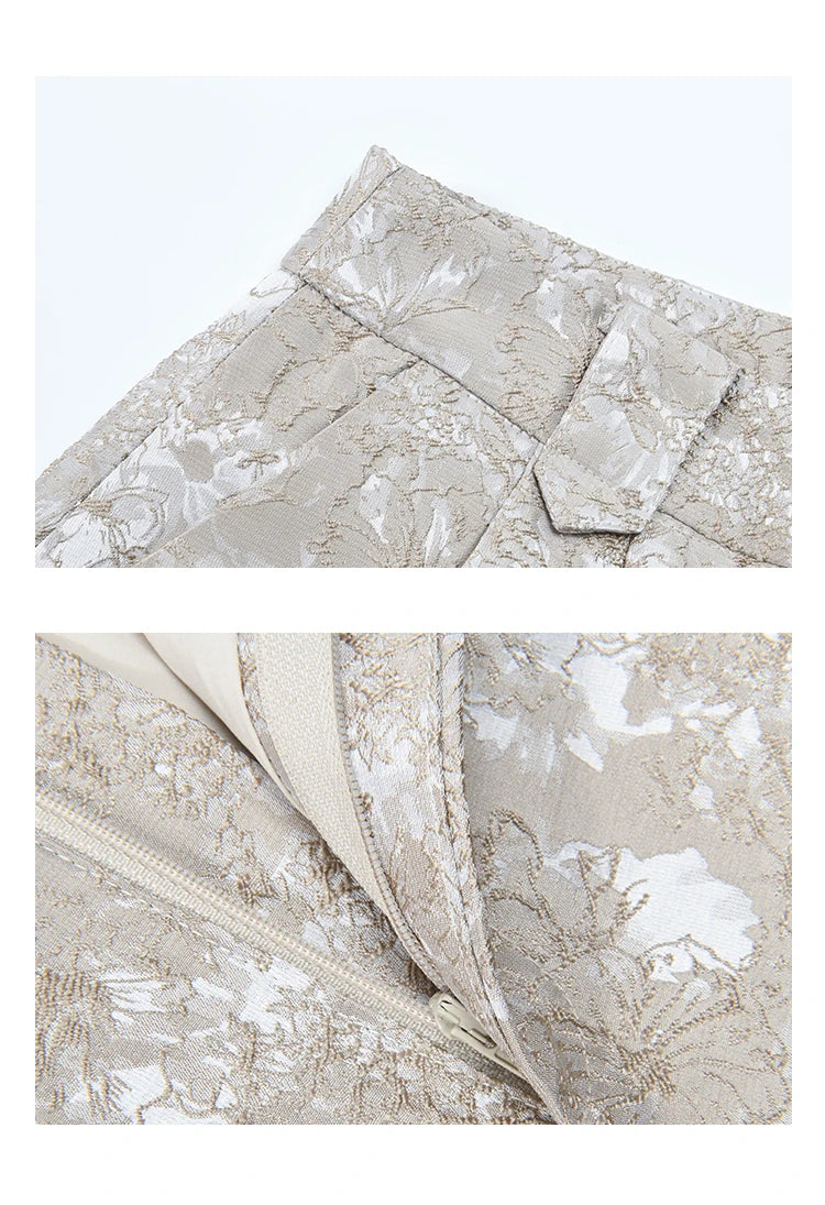 MISHOW High Waist Jacquard Shorts Spring 2024 Palace Style Metal Flower Shaped Buttons Thin Retro A-line Short Pants MXD15K0551