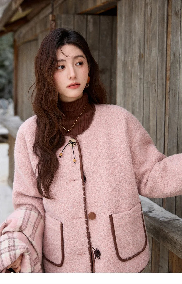 MISHOW Cotton Padded Warm Jacket Women 2025 Thickened Fur O-neck Coat Fold Over Contrasting Cuffs Windproof Outerwear MXE92W0986