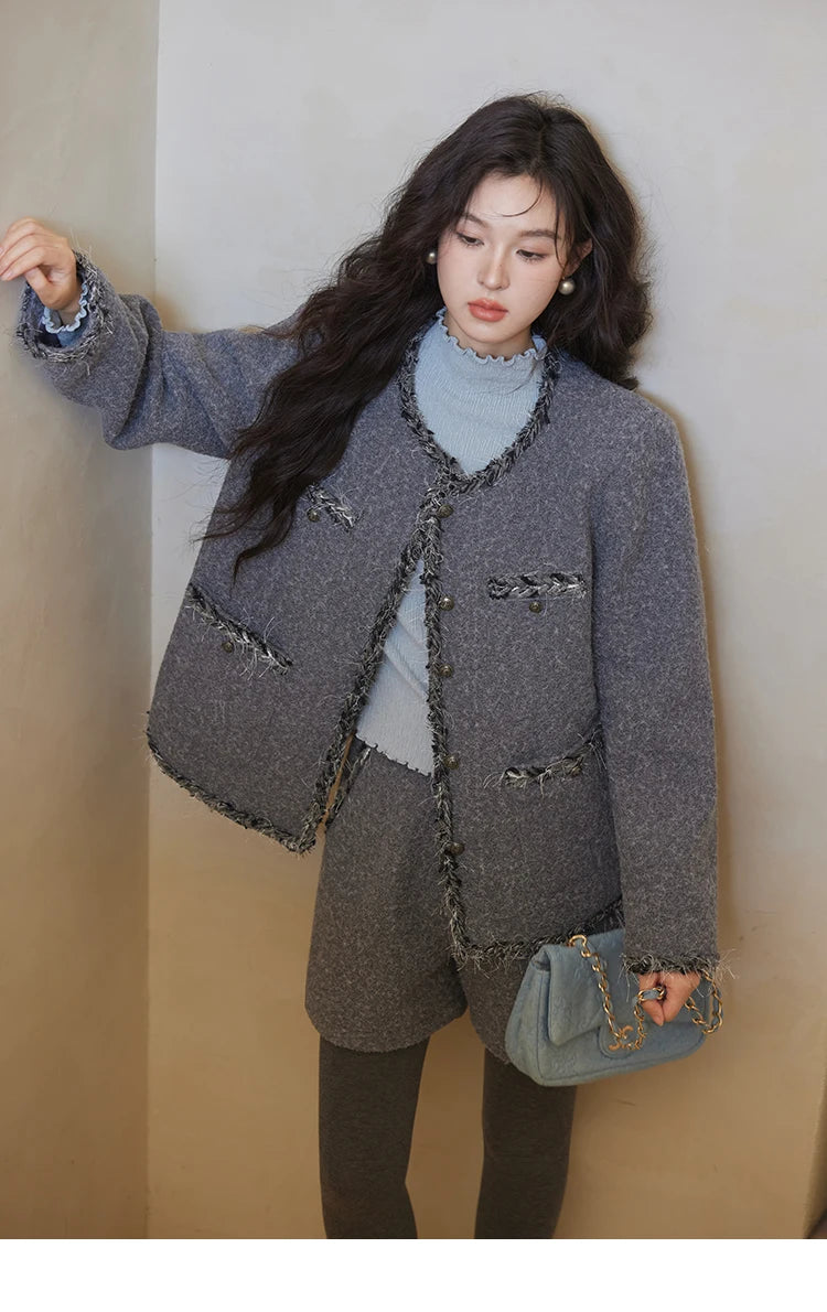 MISHOW Plaid Tweed Jackets Shorts Separately Women Korean Luxruy Gentle Single Breasted Jacket Solid Short Pants MXD35W0489