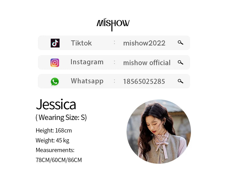 MISHOW Korean Woolen Texture Vest Short Skirt Separately Spring Outfit V-neck Vest Coats Slim A-line Pleated Skirts MXE13W0708