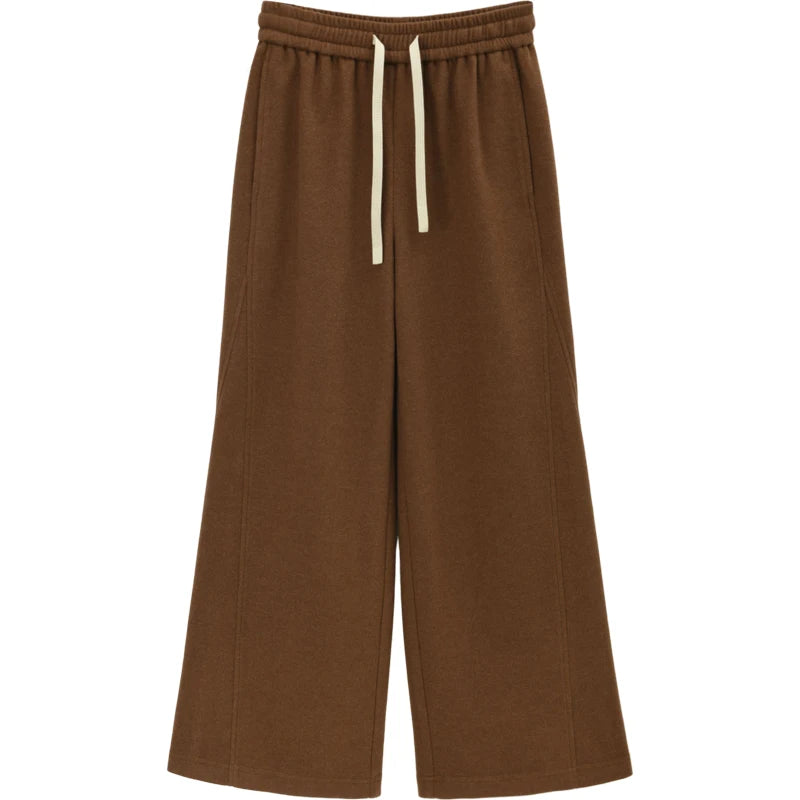 MISHOW Wide-leg Pants for Women 2025 Autumn Winter High Waist Straight Lace-up Loose Pants Retro Casual Slim Pants MXE89K1100