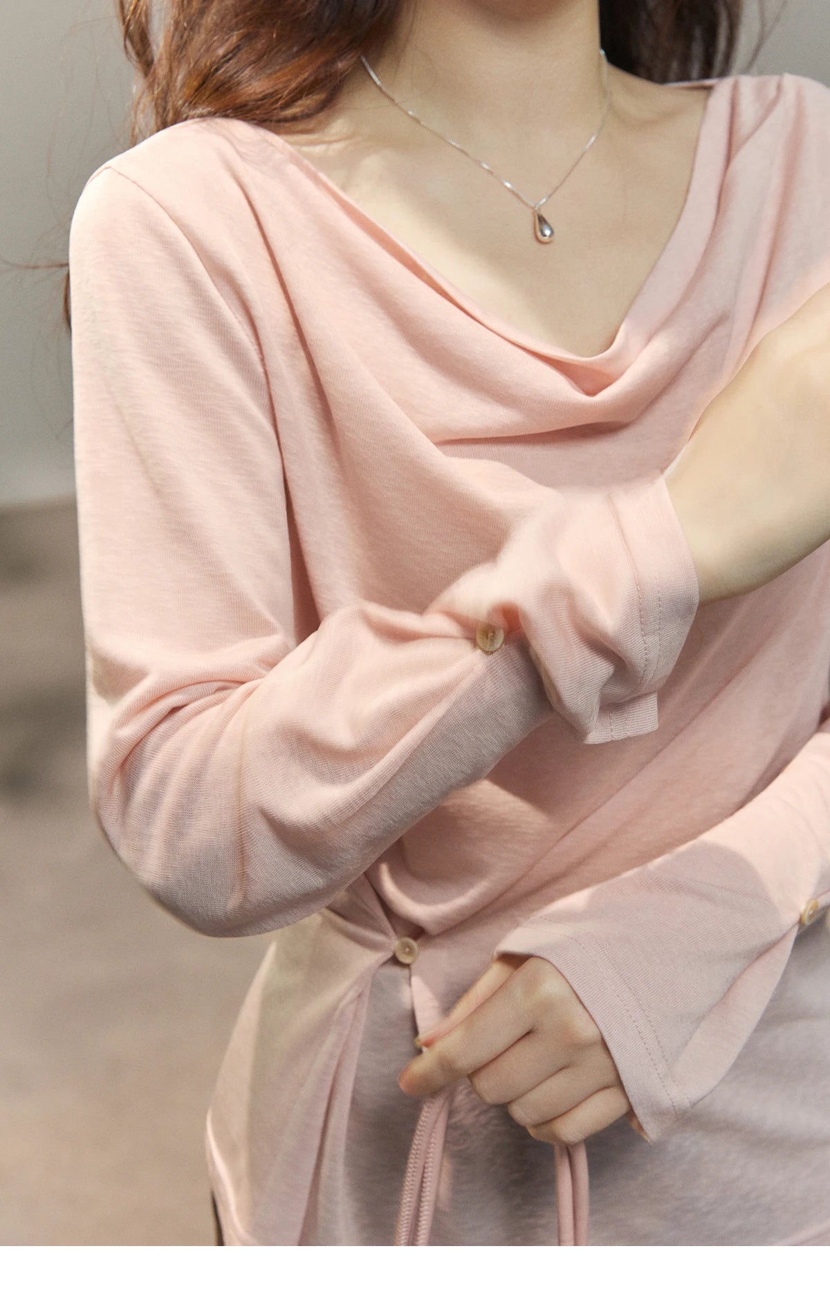 MISHOW Women's Multi Colored Knitted Top 2026 Spring Swinging Collar Flare Sleeve Top Side Twist Whist Casual T-Shirt MXF13T1473