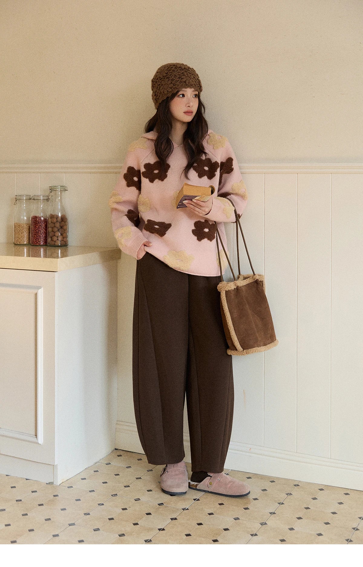 MISHOW Women's Floral Hooded Thick Sweater 2025 Loose Comfortable Pink 3D Jacquard Casual Long-Sleeved Pullovers MXE90Z2786