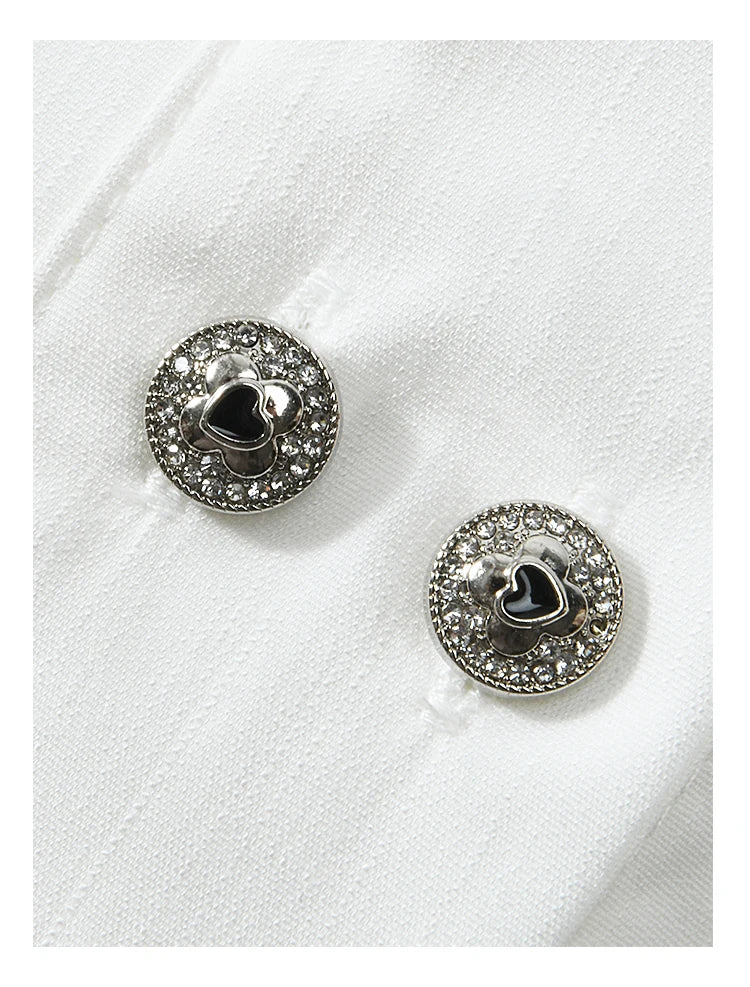 MISHOW Korean Doll Neck Shirt 2024 Spring Lace Patchwork Bubble Sleeve Elastic Hem Double Breasted Solid Short Tops MXD12C0164