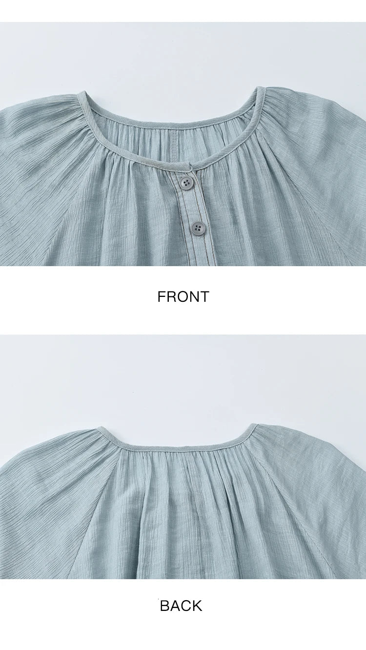 MISHOW Women's Half Sleeve Button Bamboo Knot Dress with Bohemian Belt 2025 Autumn Blue Long Dress Ladies Clothing MXE20L2468