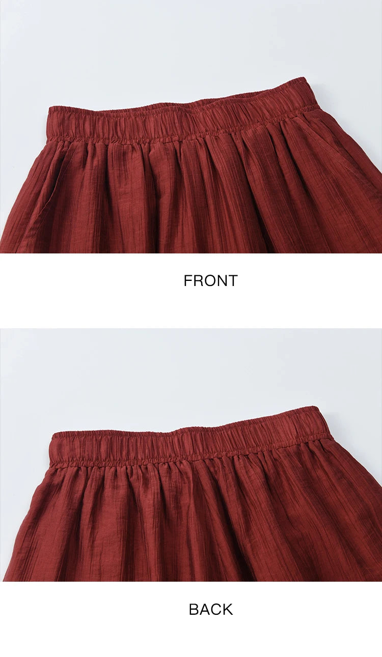 MISHOW Women's Wide Leg Pants 2025 Summer New Office Lady Fashion High Waist Casual Pocket Red Pants Female Clothing MXE38K0952