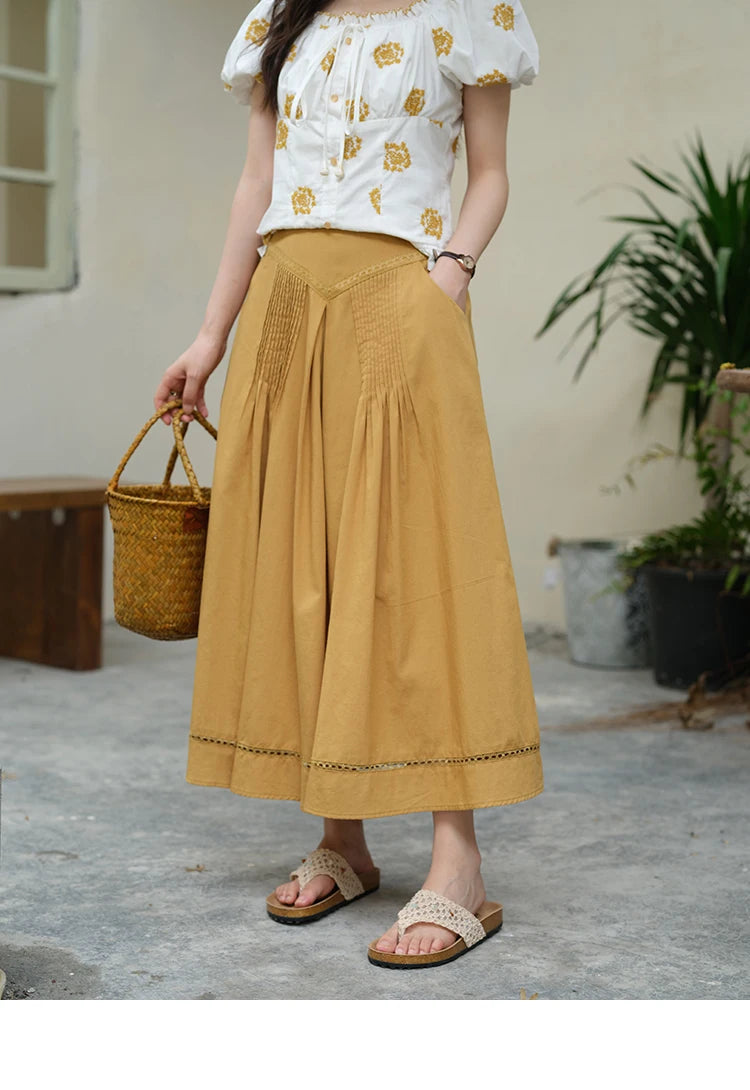 MISHOW Fashion High Waist Skirts for Woman 2025 Summer New Ladies Casual Pocket Bottom Spliced Hollow Out Lace Skirts MXE35B0724