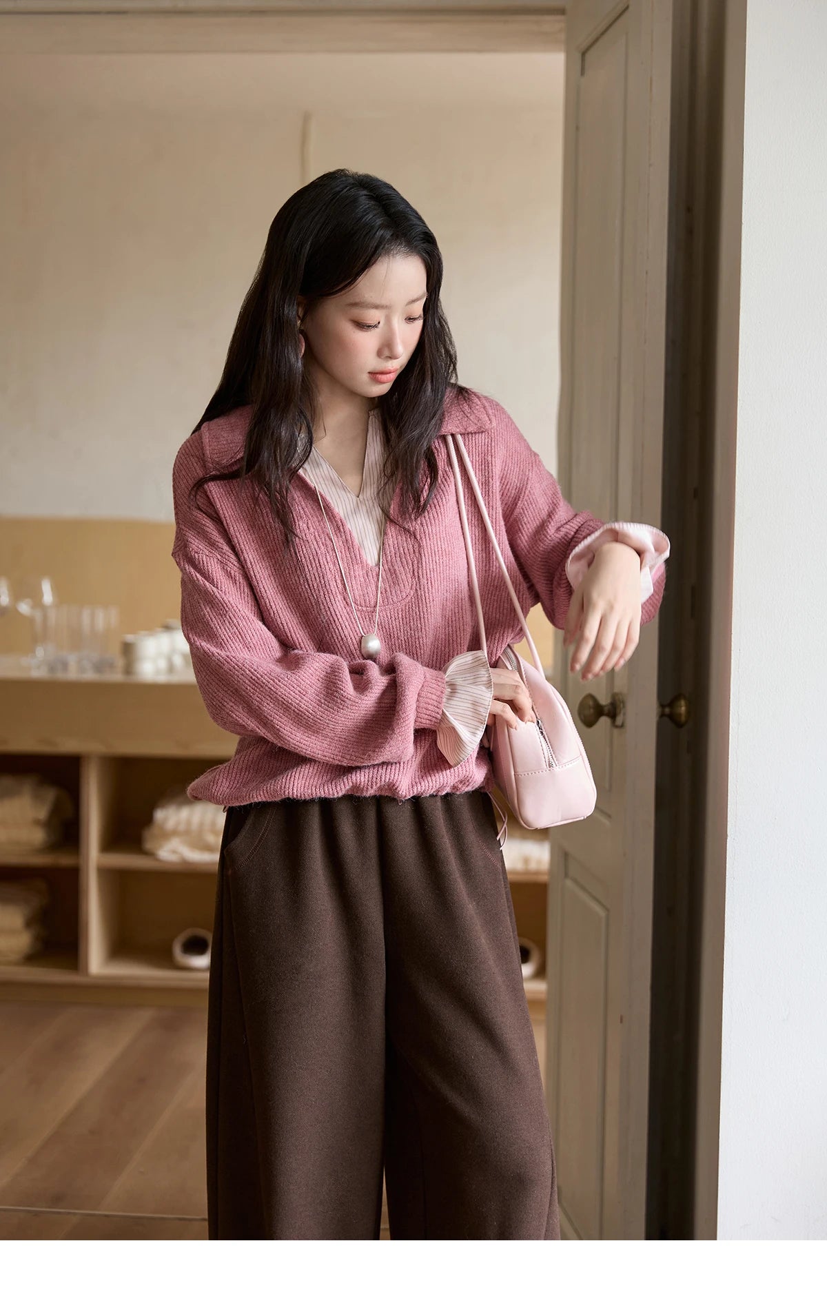 MISHOW Casual Pants for Women 2025 New Fashion Solid Loose Wide-leg Pants Commute Comfortable Women's Winter Pants MXE51K1093