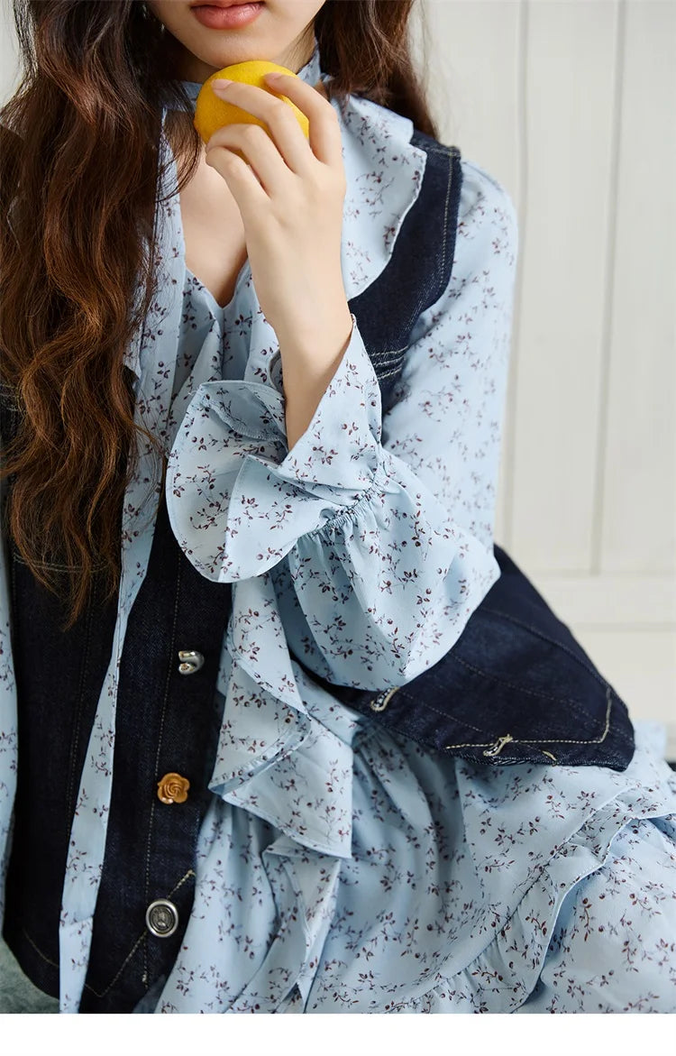 MISHOW Women's Denim Vest 2026 Spring Sleeveless Different Buttons V-neck Casual Waistcoat with Pockets Vest Coats MXE45W0868