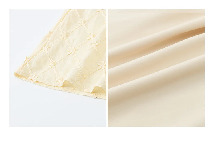 MISHOW Women's V-neck Lace Spliced Dress 2025 Summer New Embroidery Vacation French Style Jacquard Mid-Length Dresses MXE38L2378