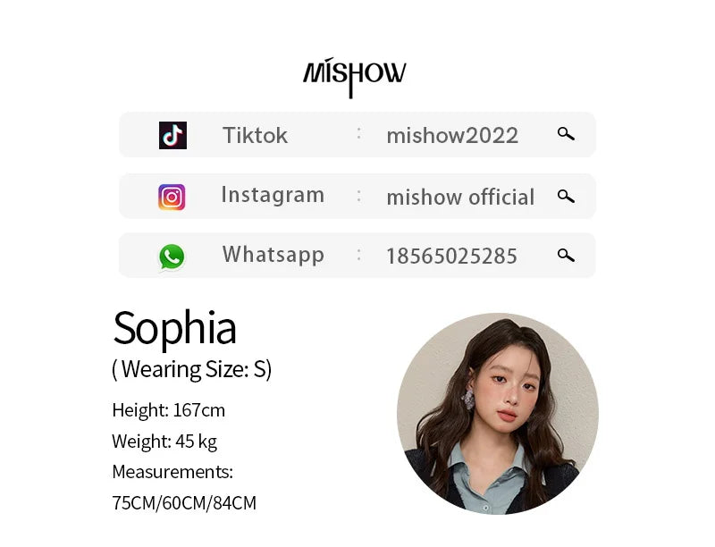 MISHOW Dark Blue Fake Two-piece Pullovers for Women 2025 Autumn Winter New Turn-down Collar Flower Pattern Sweater MXE51Z2554