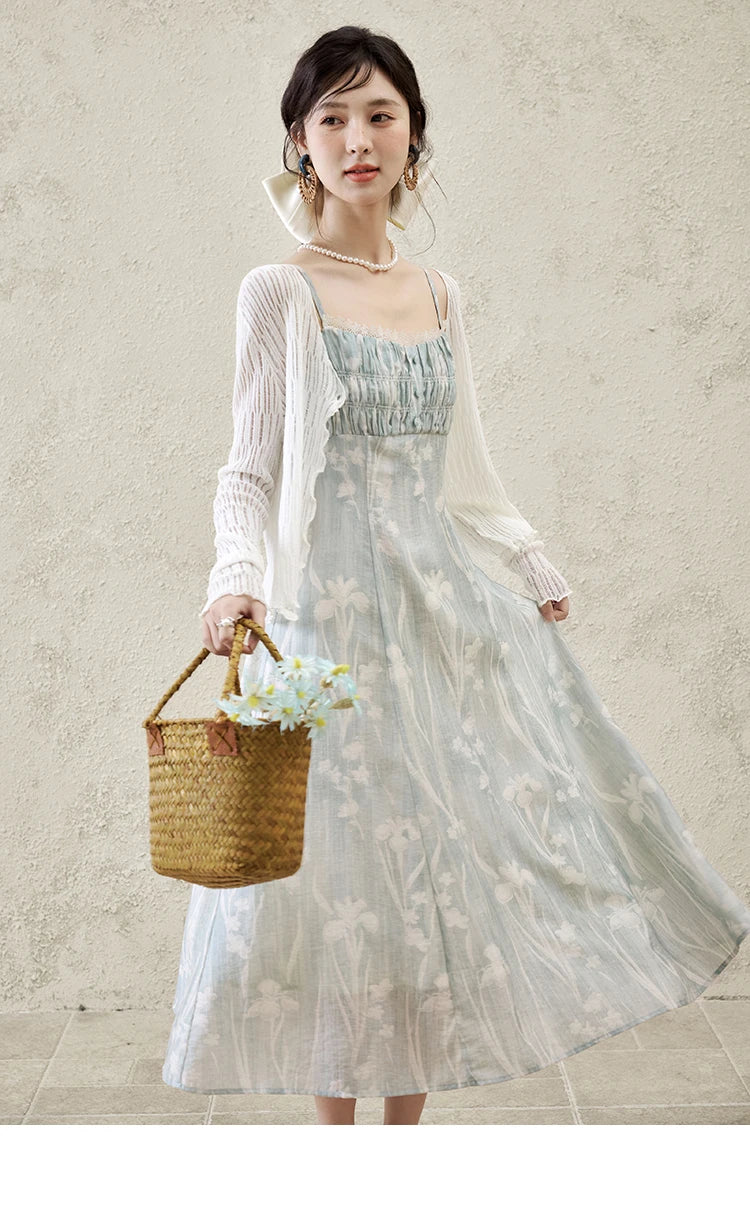 MISHOW Print Spring Summer Suspender Dress Women 2025 Square Collar Sleeveless Korean Dresses Lady New Fashion Slim MXE16L2127